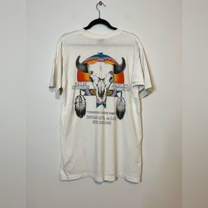 Vintage Harley-Davidson White Tee with Colorful Skull Design
